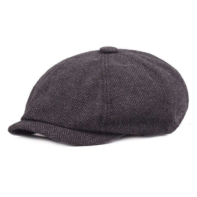 KIMLUD, Newsboy Hat Men Beret Cabbie Driving Hunting Caps Vintage Tweed Peaky Blinders Berets Flat Peaked Cap Street Hats for Men Women, Style 02 Deep Gary, KIMLUD APPAREL - Womens Clothes