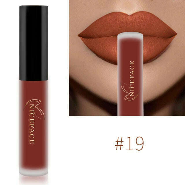 KIMLUD, NICEFACE Nude Matte Liquid Lipsticks Waterproof Long Lasting Lip Gloss Sexy Red Velvet Lip Tint Women Makeup Cosmetics Batom, KIMLUD Womens Clothes