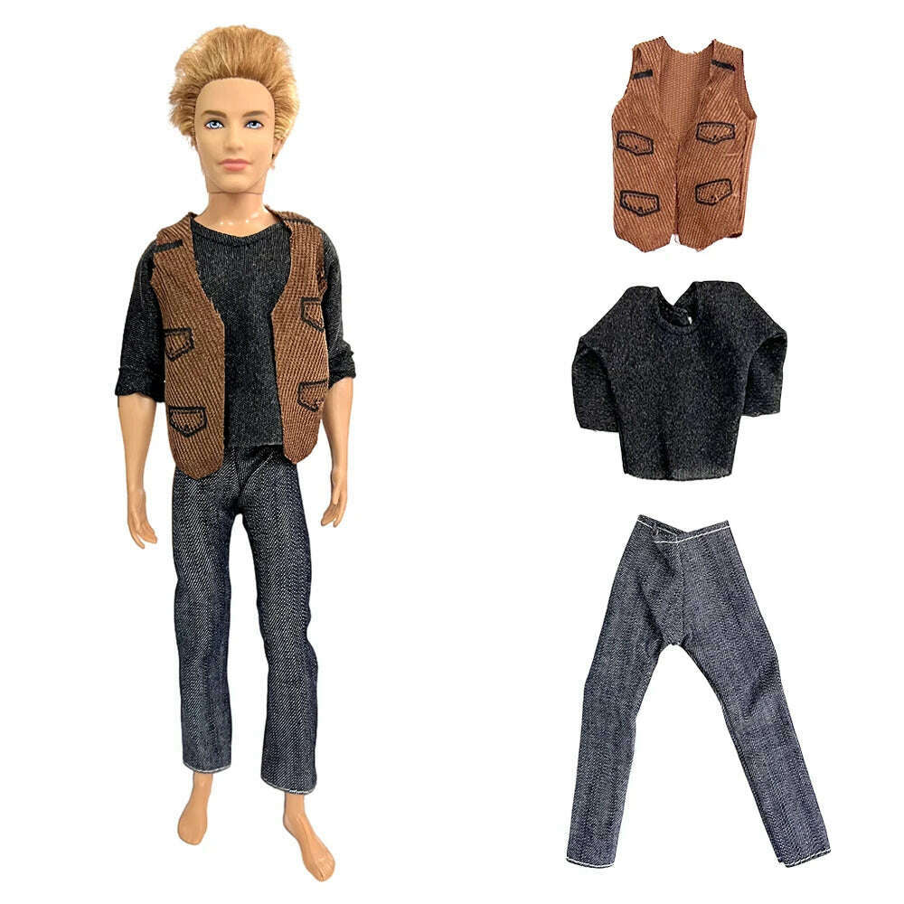 NK Mix Prince Ken Doll Clothes Fashion Suit Cool Outfit For Barbie Boy KEN Doll Accessories Presents Baby Gift DIY Toys JJ - KIMLUD