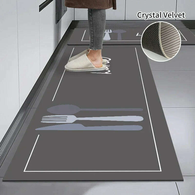 KIMLUD, Non-slip Kitchen Mat Long Rugs Crystal Velvet Carpet for Living Room Absorbent Foot Mats Bedroom Doormat Alfombra 러그 주방매트, Kitchen Mat S9 / M  50x80cm 1pc, KIMLUD APPAREL - Womens Clothes