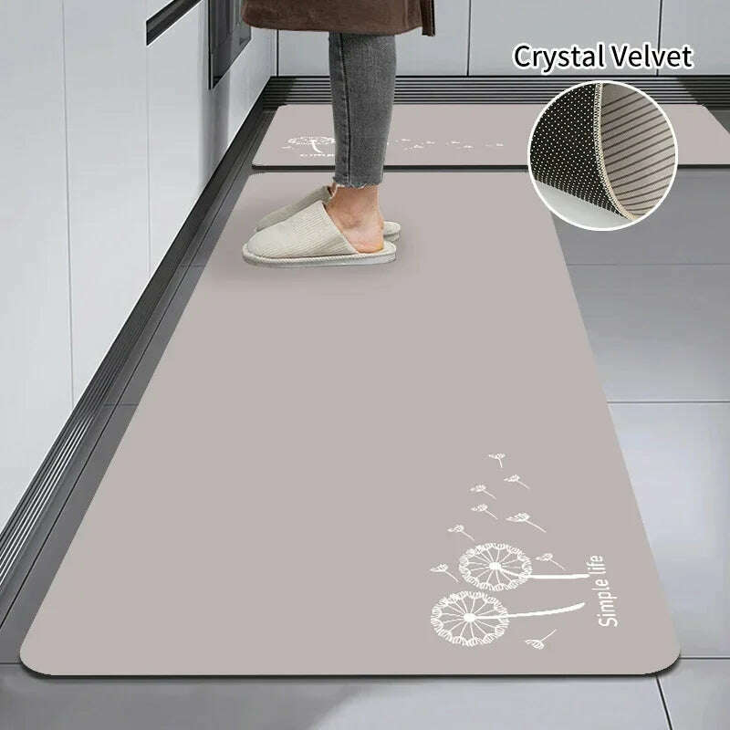 Non-slip Kitchen Mat Long Rugs Crystal Velvet Carpet for Living Room Absorbent Foot Mats Bedroom Doormat Alfombra 러그 주방매트 - KIMLUD