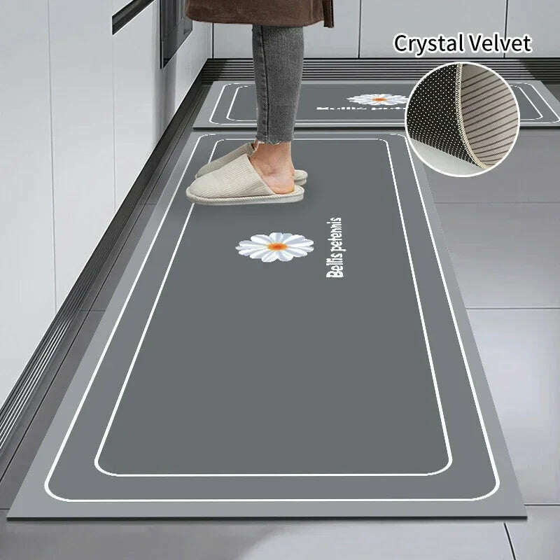 Non-slip Kitchen Mat Long Rugs Crystal Velvet Carpet for Living Room Absorbent Foot Mats Bedroom Doormat Alfombra 러그 주방매트 - KIMLUD