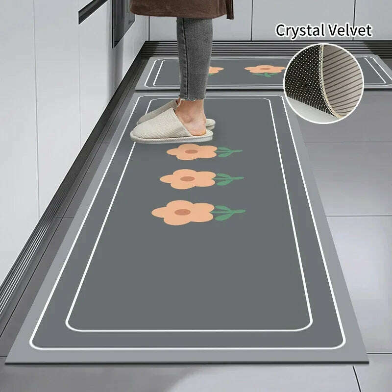 KIMLUD, Non-slip Kitchen Mat Long Rugs Crystal Velvet Carpet for Living Room Absorbent Foot Mats Bedroom Doormat Alfombra 러그 주방매트, Kitchen Mat S8 / L  40x120cm 1pc, KIMLUD APPAREL - Womens Clothes