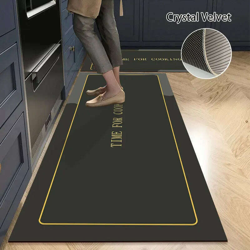 Non-slip Kitchen Mat Long Rugs Crystal Velvet Carpet for Living Room Absorbent Foot Mats Bedroom Doormat Alfombra 러그 주방매트 - KIMLUD