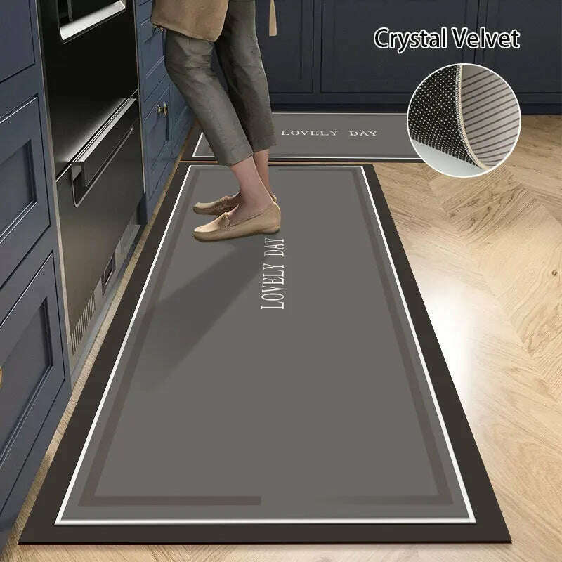 Non-slip Kitchen Mat Long Rugs Crystal Velvet Carpet for Living Room Absorbent Foot Mats Bedroom Doormat Alfombra 러그 주방매트 - KIMLUD