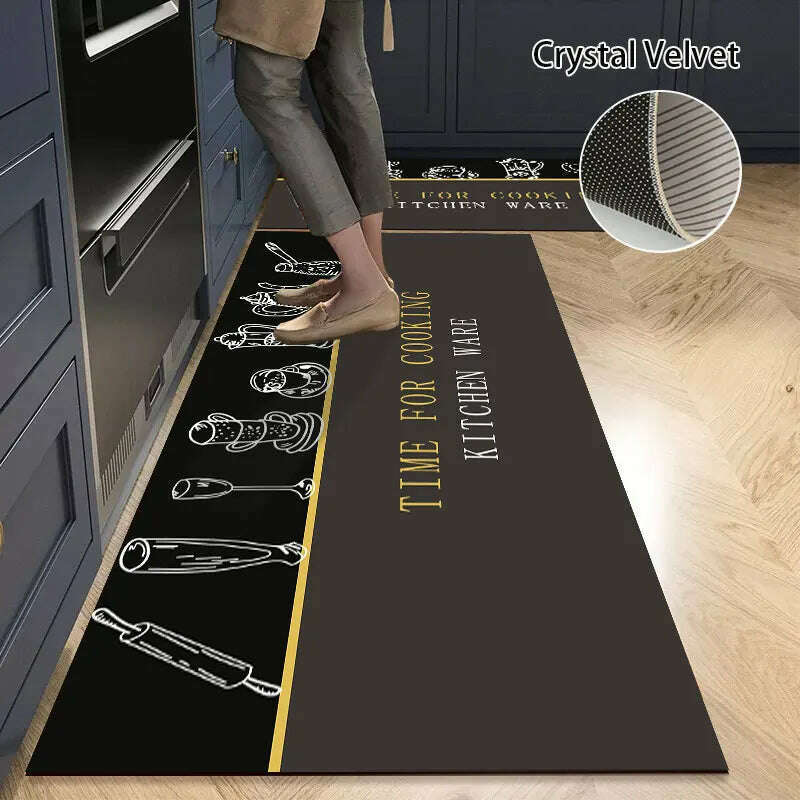 Non-slip Kitchen Mat Long Rugs Crystal Velvet Carpet for Living Room Absorbent Foot Mats Bedroom Doormat Alfombra 러그 주방매트 - KIMLUD