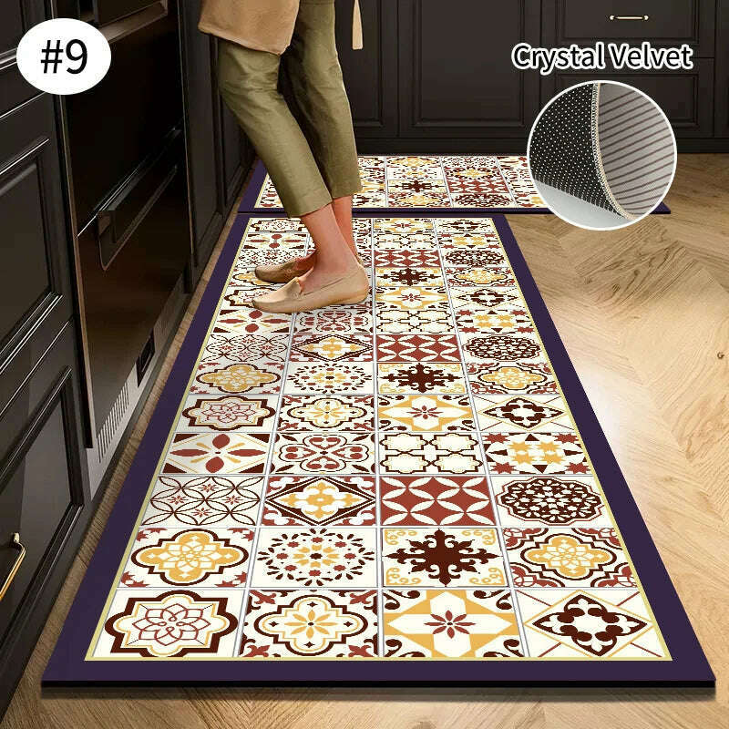 Non-slip Kitchen Mat Long Rugs Crystal Velvet Carpet for Living Room Absorbent Foot Mats Bedroom Doormat Alfombra 러그 주방매트 - KIMLUD