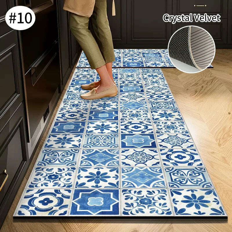 KIMLUD, Non-slip Kitchen Mat Long Rugs Crystal Velvet Carpet for Living Room Absorbent Foot Mats Bedroom Doormat Alfombra 러그 주방매트, Kitchen Mat S18 / M  50x80cm 1pc, KIMLUD APPAREL - Womens Clothes