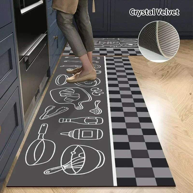 KIMLUD, Non-slip Kitchen Mat Long Rugs Crystal Velvet Carpet for Living Room Absorbent Foot Mats Bedroom Doormat Alfombra 러그 주방매트, Kitchen Mat S3 / S  40x60cm 1pc, KIMLUD APPAREL - Womens Clothes