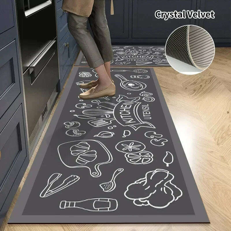 KIMLUD, Non-slip Kitchen Mat Long Rugs Crystal Velvet Carpet for Living Room Absorbent Foot Mats Bedroom Doormat Alfombra 러그 주방매트, Kitchen Mat S4 / S  40x60cm 1pc, KIMLUD APPAREL - Womens Clothes