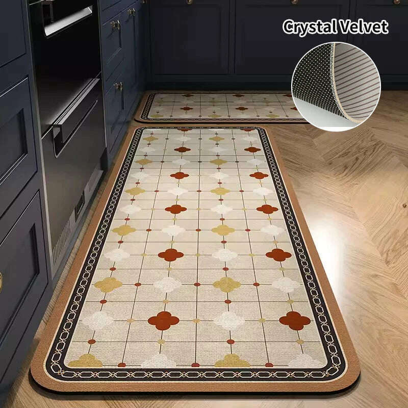 KIMLUD, Non-slip Kitchen Mat Long Rugs Crystal Velvet Carpet for Living Room Absorbent Foot Mats Bedroom Doormat Alfombra 러그 주방매트, KIMLUD Womens Clothes