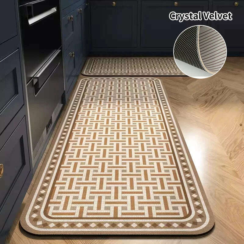 Non-slip Kitchen Mat Long Rugs Crystal Velvet Carpet for Living Room Absorbent Foot Mats Bedroom Doormat Alfombra 러그 주방매트 - KIMLUD