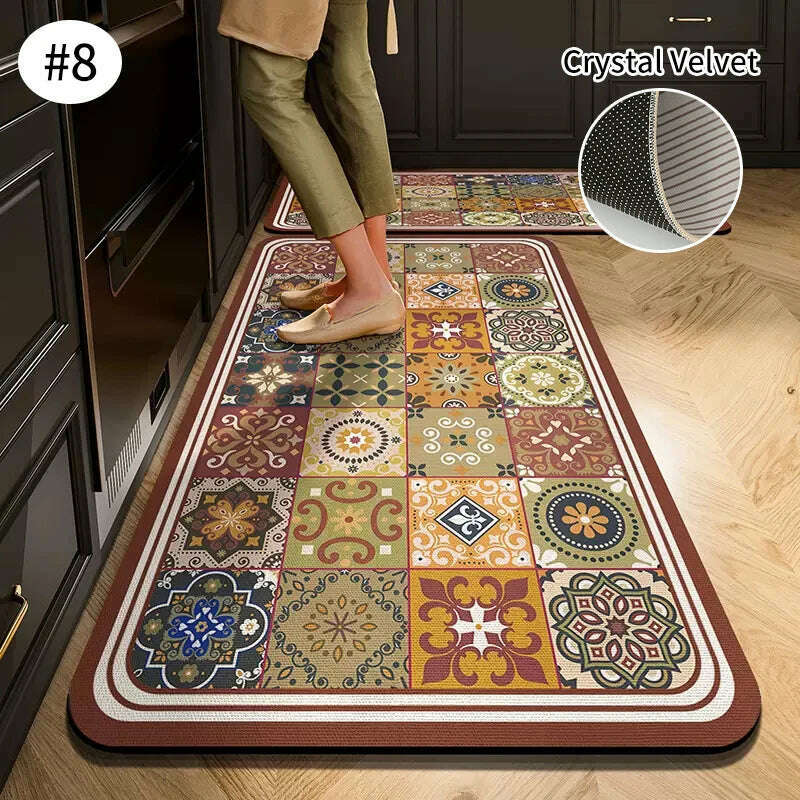 Non-slip Kitchen Mat Long Rugs Crystal Velvet Carpet for Living Room Absorbent Foot Mats Bedroom Doormat Alfombra 러그 주방매트 - KIMLUD