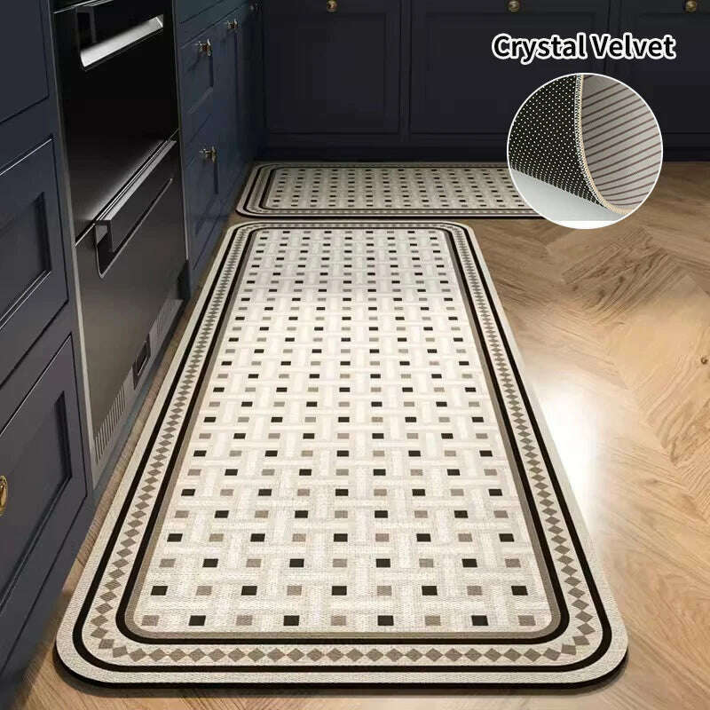 Non-slip Kitchen Mat Long Rugs Crystal Velvet Carpet for Living Room Absorbent Foot Mats Bedroom Doormat Alfombra 러그 주방매트 - KIMLUD