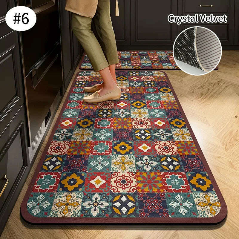 Non-slip Kitchen Mat Long Rugs Crystal Velvet Carpet for Living Room Absorbent Foot Mats Bedroom Doormat Alfombra 러그 주방매트 - KIMLUD