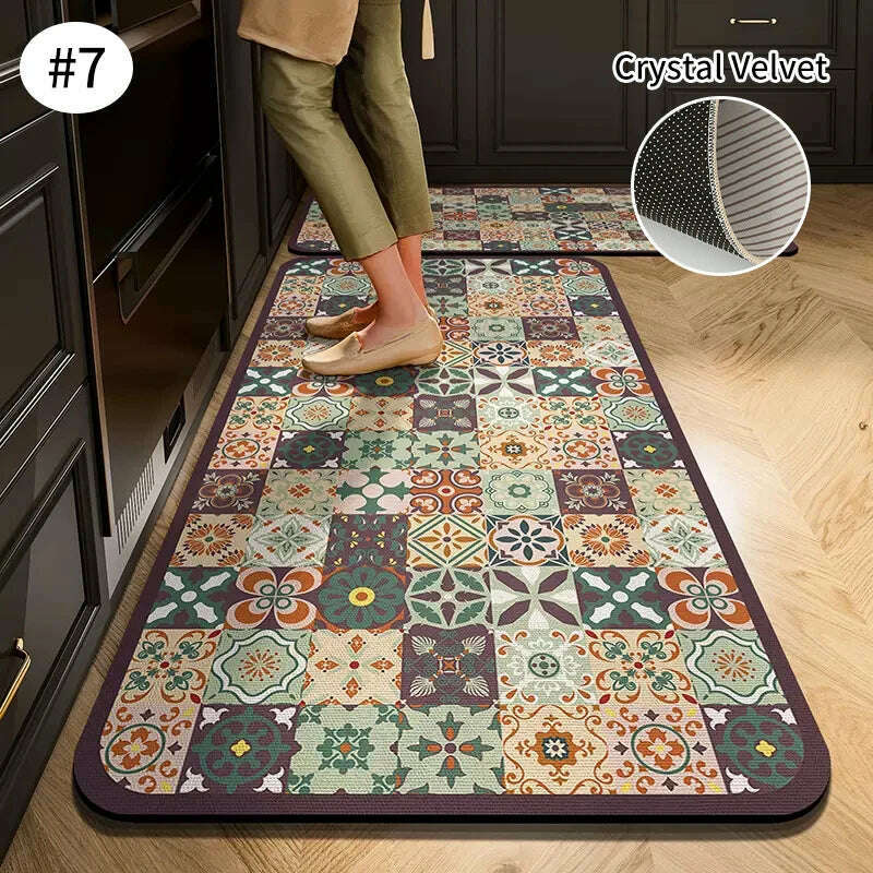 Non-slip Kitchen Mat Long Rugs Crystal Velvet Carpet for Living Room Absorbent Foot Mats Bedroom Doormat Alfombra 러그 주방매트 - KIMLUD