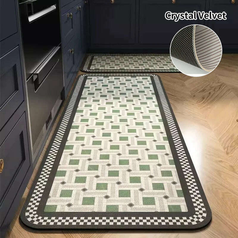 Non-slip Kitchen Mat Long Rugs Crystal Velvet Carpet for Living Room Absorbent Foot Mats Bedroom Doormat Alfombra 러그 주방매트 - KIMLUD