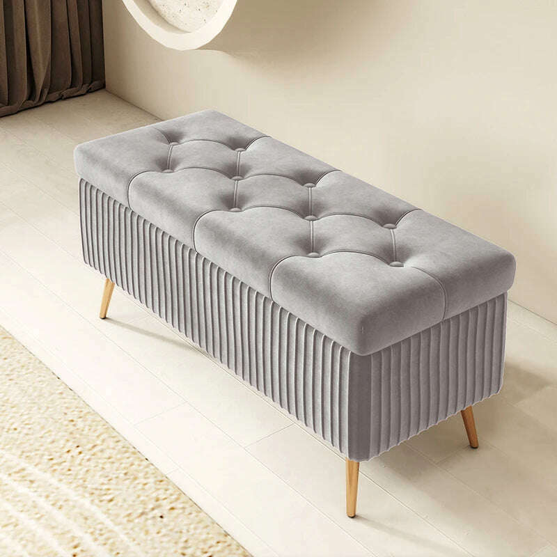 KIMLUD, Nordic Light Luxury Stools Bedroom Bed End Sofa Ottomans Home Door Long Bench Clothing Store Shoe Changing Stool Storage Ottoman, A 80cm light gray, KIMLUD APPAREL - Womens Clothes