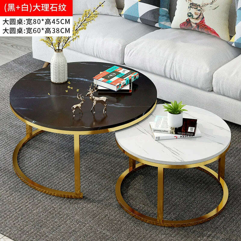 KIMLUD, Nordic Living Room Coffee Table Writing Luxury Round Side Coffee Table Living Room Furniture Meubles De Salon Home Furniture, Gold 80 Black 60 w, KIMLUD APPAREL - Womens Clothes