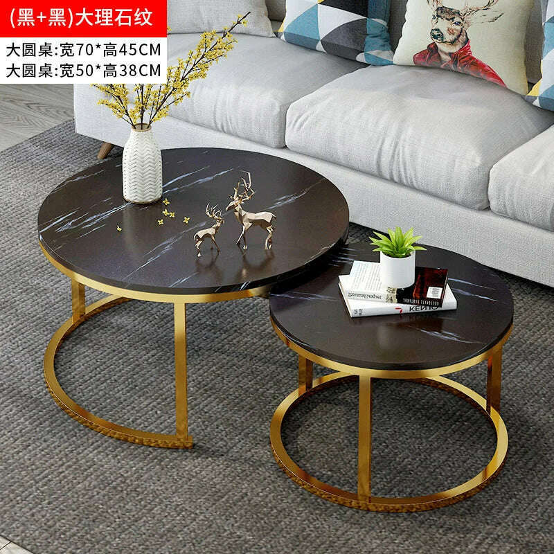 KIMLUD, Nordic Living Room Coffee Table Writing Luxury Round Side Coffee Table Living Room Furniture Meubles De Salon Home Furniture, Gold 70 Black 50 Bl, KIMLUD APPAREL - Womens Clothes