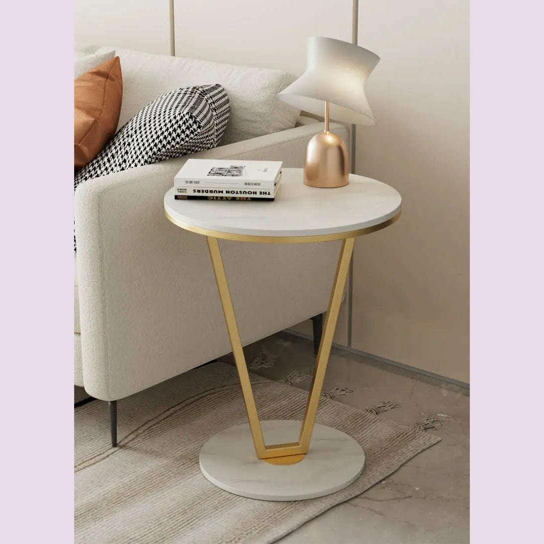 KIMLUD, Nordic Luxury Round Coffee Table Living Room Sofa Side Table Balcony Bay Window Tatami Coffee Table Bedroom Bedside Shelf, KIMLUD Womens Clothes