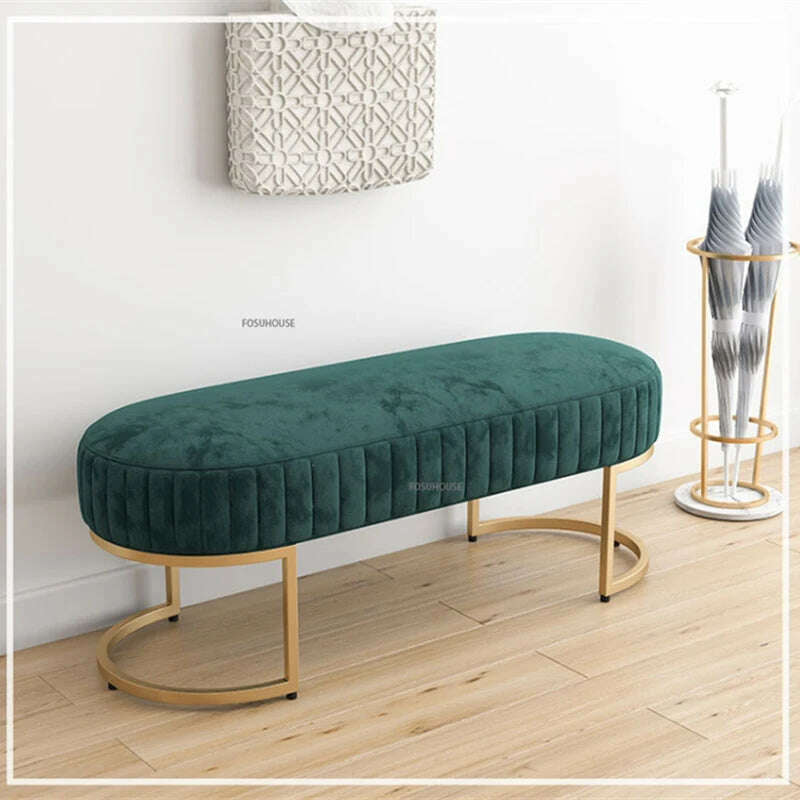 KIMLUD, Nordic Soft Velvet Bed Footrest Ottoman Living Room Furniture  Home Bedroom  Luxury Pouf Bench Entrance-hall Shoes Stool B, Green-60cm, KIMLUD APPAREL - Womens Clothes