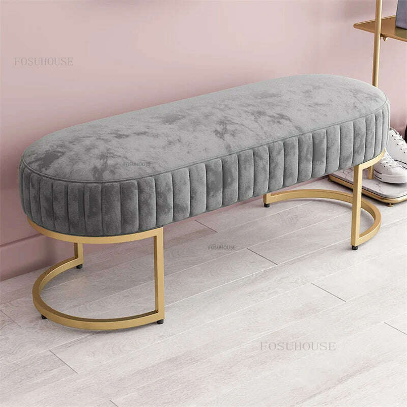 KIMLUD, Nordic Soft Velvet Bed Footrest Ottoman Living Room Furniture  Home Bedroom  Luxury Pouf Bench Entrance-hall Shoes Stool B, KIMLUD Womens Clothes