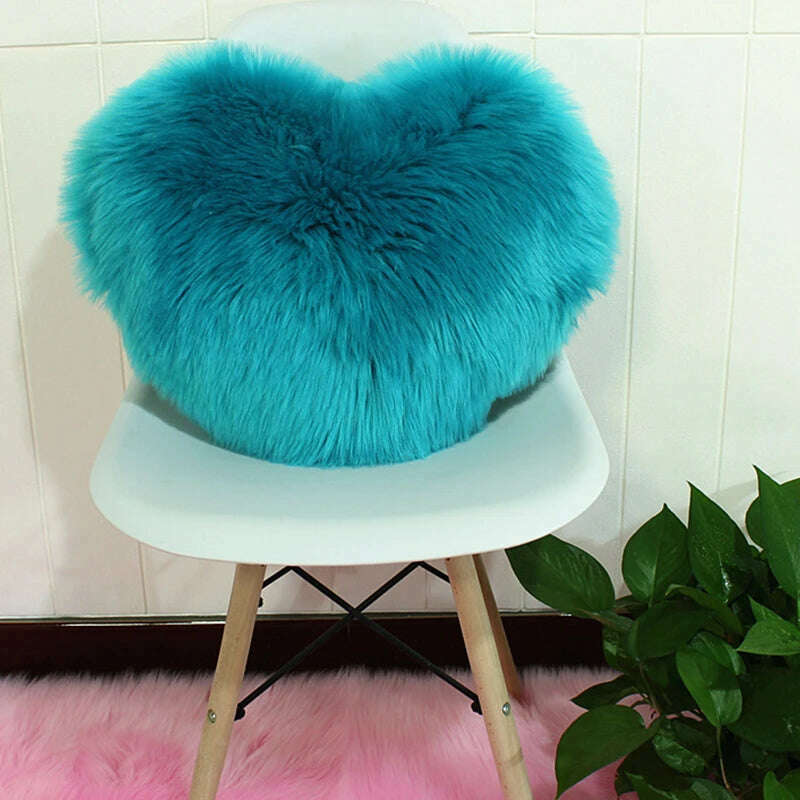 Nordic Style Heart Shape Cover Shaggy Fluffy Soft Fur Plush Cushion Cover Living Room Bedroom Sofa Home Decor Pillow Covers - KIMLUD