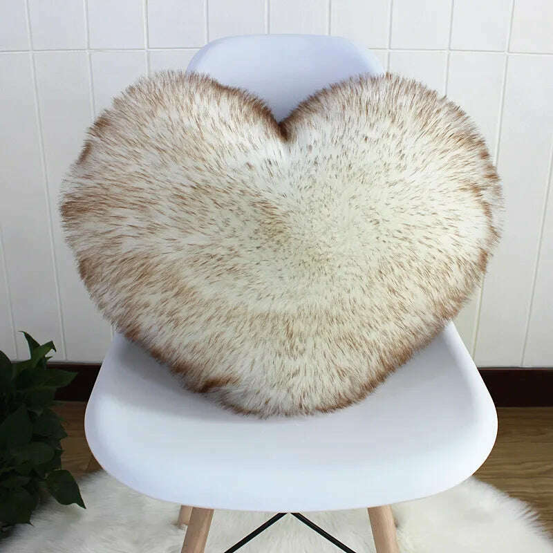 Nordic Style Heart Shape Cover Shaggy Fluffy Soft Fur Plush Cushion Cover Living Room Bedroom Sofa Home Decor Pillow Covers - KIMLUD