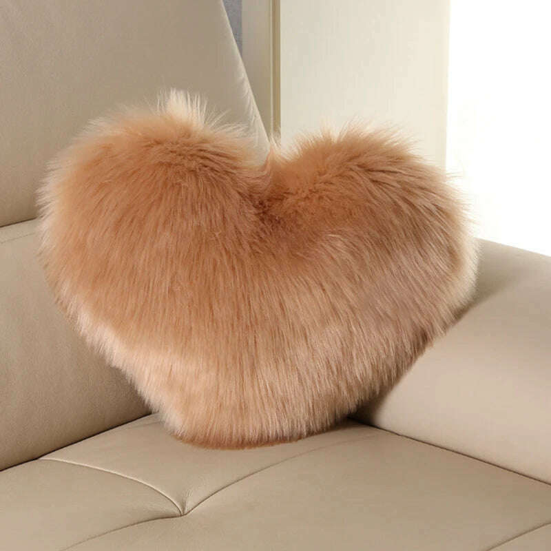 Nordic Style Heart Shape Cover Shaggy Fluffy Soft Fur Plush Cushion Cover Living Room Bedroom Sofa Home Decor Pillow Covers - KIMLUD