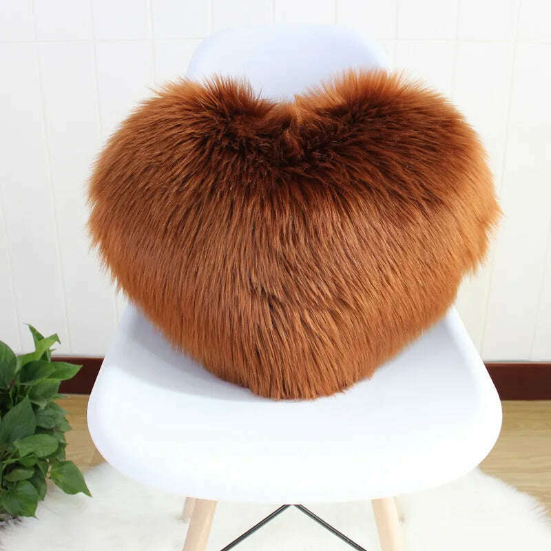 KIMLUD, Nordic Style Heart Shape Cover Shaggy Fluffy Soft Fur Plush Cushion Cover Living Room Bedroom Sofa Home Decor Pillow Covers, D, KIMLUD APPAREL - Womens Clothes