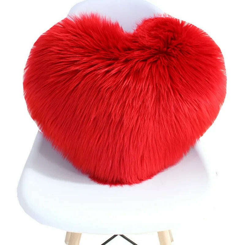 KIMLUD, Nordic Style Heart Shape Cover Shaggy Fluffy Soft Fur Plush Cushion Cover Living Room Bedroom Sofa Home Decor Pillow Covers, B, KIMLUD APPAREL - Womens Clothes