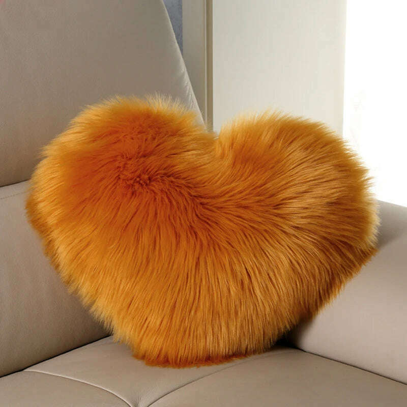 Nordic Style Heart Shape Cover Shaggy Fluffy Soft Fur Plush Cushion Cover Living Room Bedroom Sofa Home Decor Pillow Covers - KIMLUD