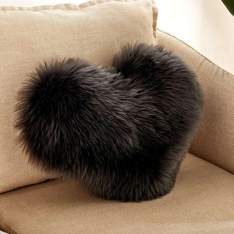 Nordic Style Heart Shape Cover Shaggy Fluffy Soft Fur Plush Cushion Cover Living Room Bedroom Sofa Home Decor Pillow Covers - KIMLUD