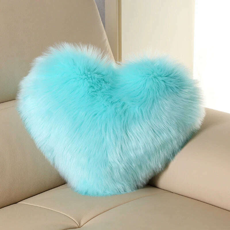 KIMLUD, Nordic Style Heart Shape Cover Shaggy Fluffy Soft Fur Plush Cushion Cover Living Room Bedroom Sofa Home Decor Pillow Covers, L, KIMLUD APPAREL - Womens Clothes