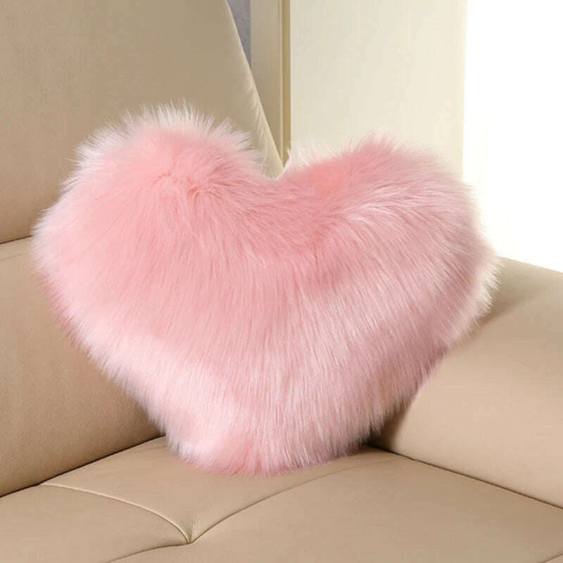 Nordic Style Heart Shape Cover Shaggy Fluffy Soft Fur Plush Cushion Cover Living Room Bedroom Sofa Home Decor Pillow Covers - KIMLUD