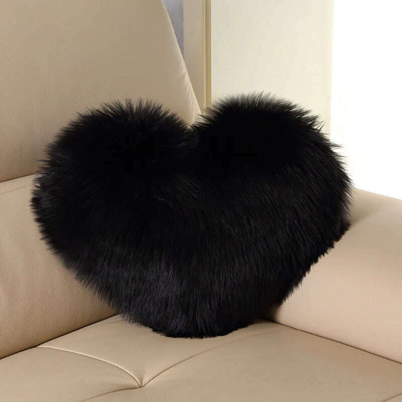 Nordic Style Heart Shape Cover Shaggy Fluffy Soft Fur Plush Cushion Cover Living Room Bedroom Sofa Home Decor Pillow Covers - KIMLUD