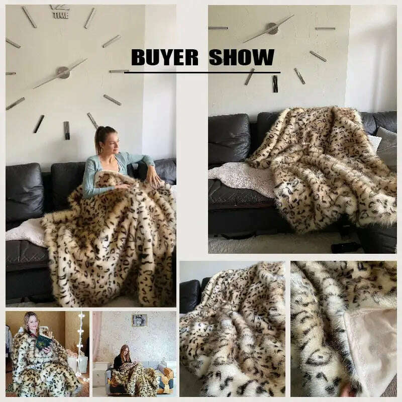 Nordic Super Soft Shaggy Faux Fur Blanket Luxury home Decorative Winter Warm Plush Thick Blankets For Bed Sofa Couch 150*200cm - KIMLUD