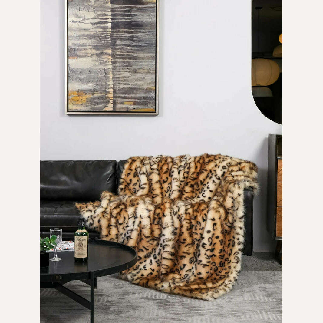 KIMLUD, Nordic Super Soft Shaggy Faux Fur Blanket Luxury home Decorative Winter Warm Plush Thick Blankets  For Bed Sofa Couch 150*200cm, FT006 / 127x150cm, KIMLUD APPAREL - Womens Clothes