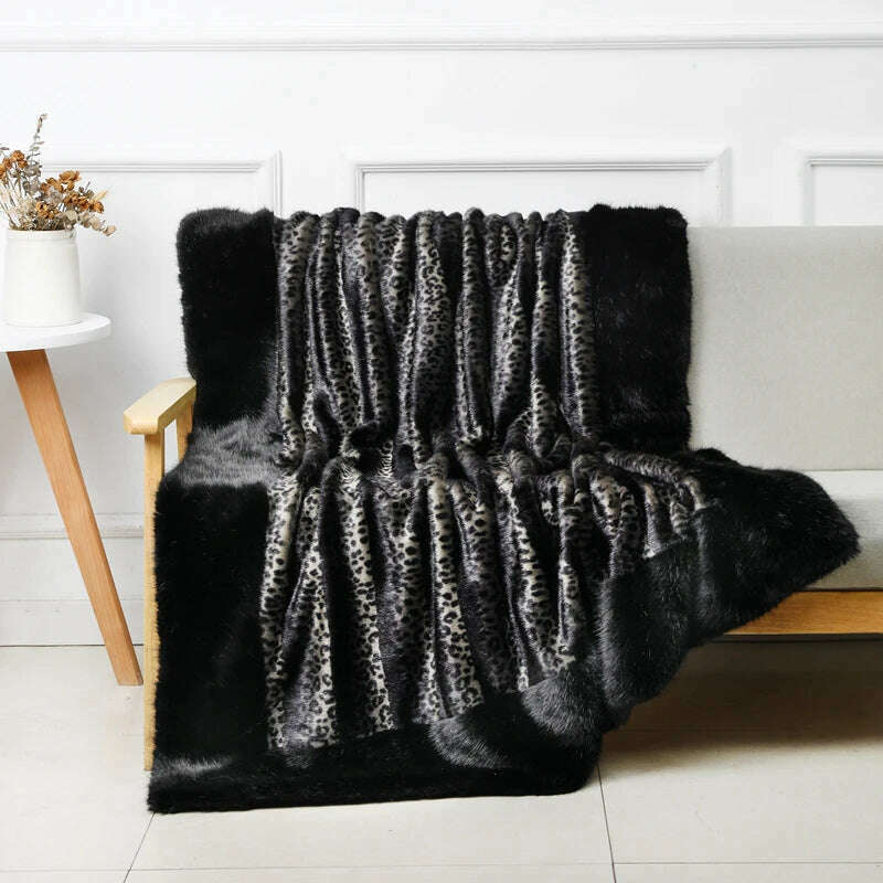 KIMLUD, Nordic Super Soft Shaggy Faux Fur Blanket Luxury home Decorative Winter Warm Plush Thick Blankets  For Bed Sofa Couch 150*200cm, FT035 / 127x150cm, KIMLUD APPAREL - Womens Clothes