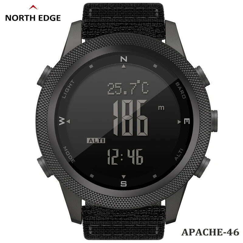 NORTH EDGE APACHE-46 Men's Digital Watch Military Sports Waterproof 50M Altimeter Barometer Compass World Time Wristwatch Clock - KIMLUD