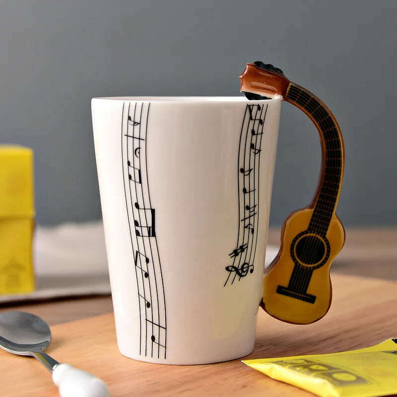 KIMLUD, Novelty Spanish Guitar Ceramic Music Mug Ceramic Tea Mug Coffee Mugs Musical Items Drinkware Guitar Mugs Great Gift, A / 200ml, KIMLUD APPAREL - Womens Clothes