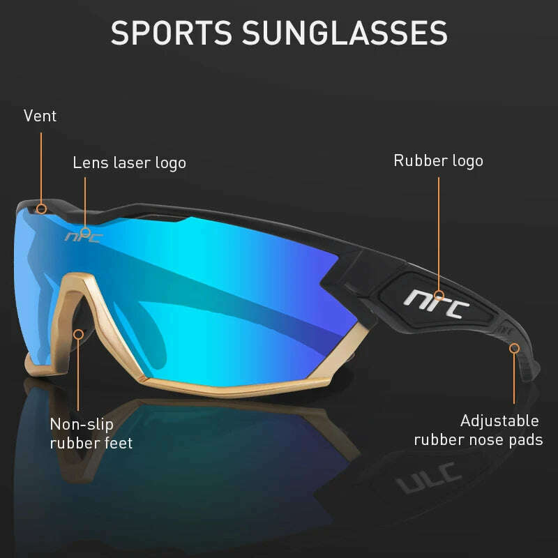 NRC Cycling Sunglasses Woman Bike Goggles Man 1 lens Cycling Glasses Outdoor UV400 Sports Bicycle Eyewear Sunglasses Eyepieces - KIMLUD