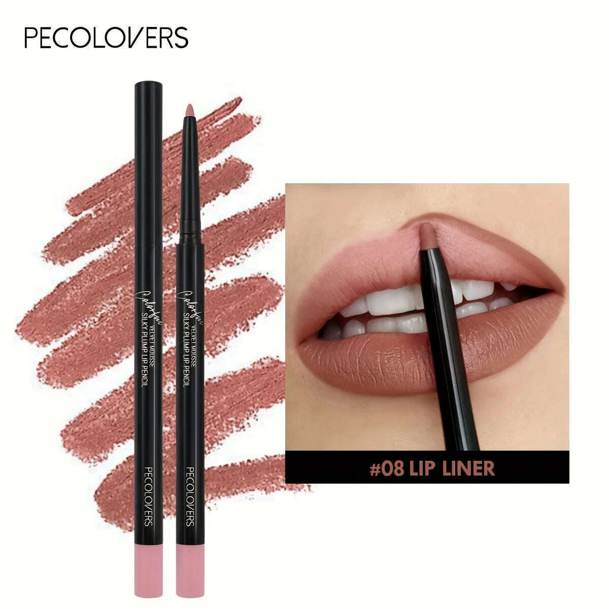 KIMLUD, Nude Brown Lip Liner Pencil Lipstick Matte Smooth Waterproof Lipliner Long Lasting Non-stick Cup Lipstick Pen Beauty Makeup, 08, KIMLUD APPAREL - Womens Clothes