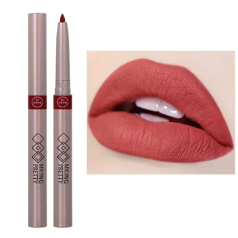 KIMLUD, Nude Brown Lipliner Pen Waterproof Sexy Red Matte Contour Tint Lipstick Lasting Non-stick Cup Lipliner Pen Lips Makeup Cosmetic, C02, KIMLUD APPAREL - Womens Clothes