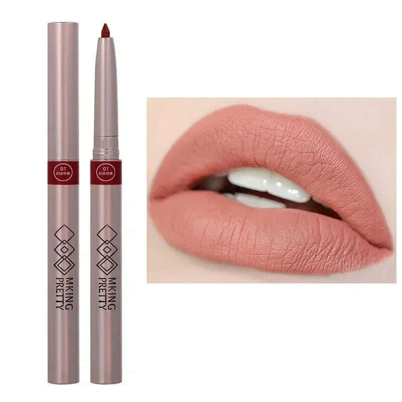 KIMLUD, Nude Brown Lipliner Pen Waterproof Sexy Red Matte Contour Tint Lipstick Lasting Non-stick Cup Lipliner Pen Lips Makeup Cosmetic, C03, KIMLUD APPAREL - Womens Clothes