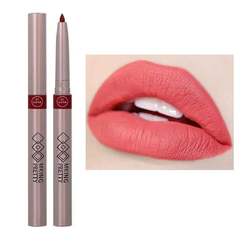 KIMLUD, Nude Brown Lipliner Pen Waterproof Sexy Red Matte Contour Tint Lipstick Lasting Non-stick Cup Lipliner Pen Lips Makeup Cosmetic, C04, KIMLUD APPAREL - Womens Clothes