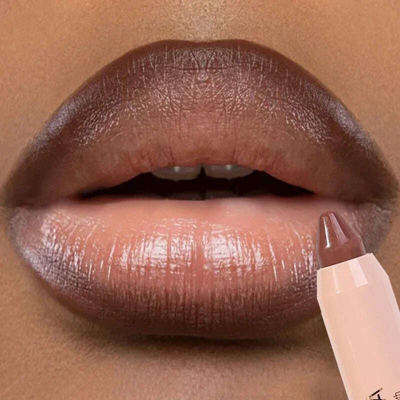 Nude Brown Lipliner Pen Waterproof Sexy Red Matte Contour Tint Lipstick Lasting Non-stick Cup Lipliner Pen Lips Makeup Cosmetic - KIMLUD