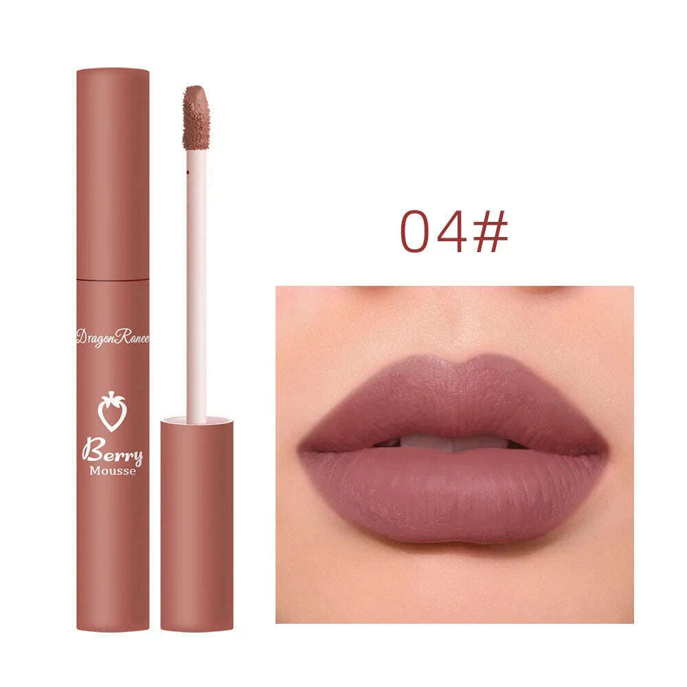 KIMLUD, Nude Matte Lip Gloss 12 Colors Long-lasting Velvet Lipstick Waterproof Non-fade Non-stick Cup Lipsticks Women Makeup Cosmetic, 04, KIMLUD APPAREL - Womens Clothes