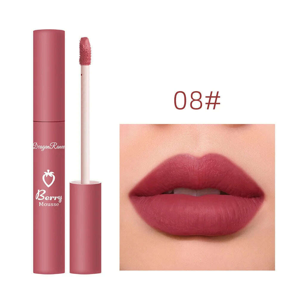 KIMLUD, Nude Matte Lip Gloss 12 Colors Long-lasting Velvet Lipstick Waterproof Non-fade Non-stick Cup Lipsticks Women Makeup Cosmetic, 08, KIMLUD APPAREL - Womens Clothes